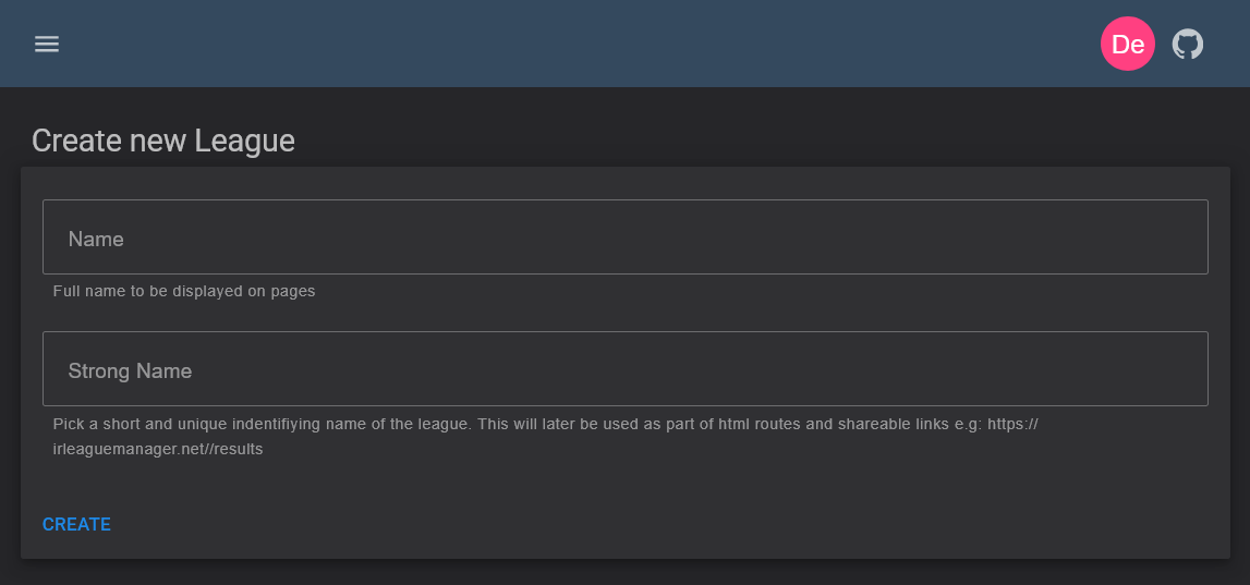 Create League Form
