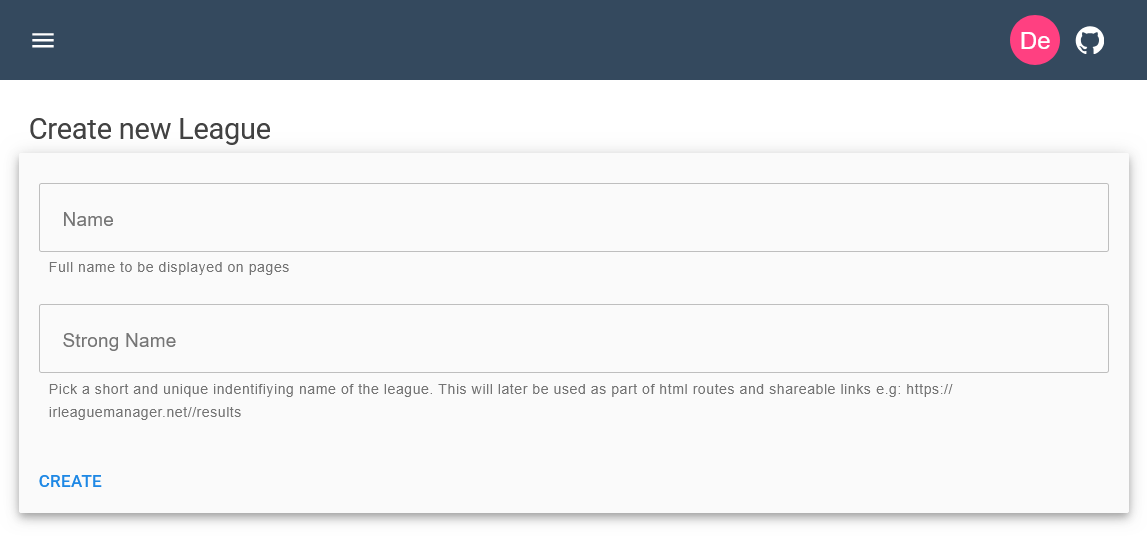 Create League Form