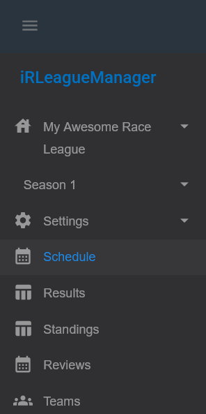 Schedule Menu