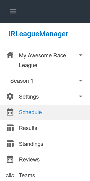 Schedule Menu