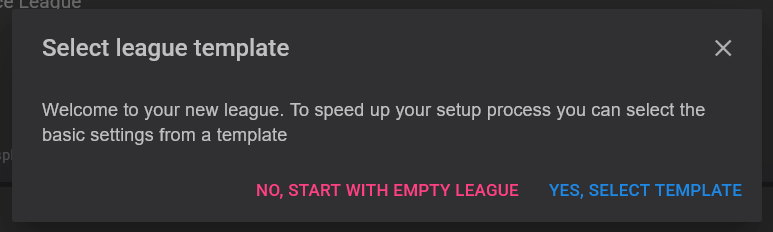 League Template Selection