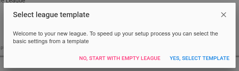League Template Selection